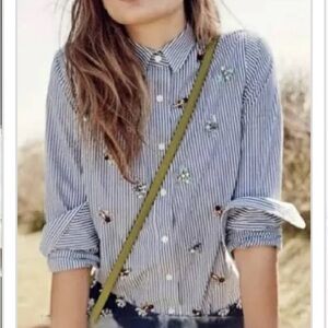 J. Crew Blue Striped Button Down Shirt